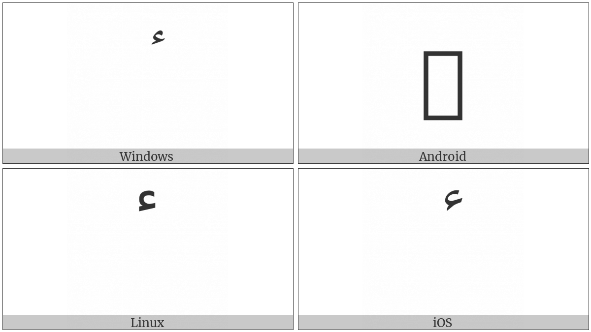 Arabic Letter High Hamza on various operating systems