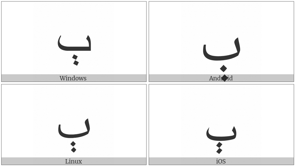 Arabic Letter Beeh on various operating systems