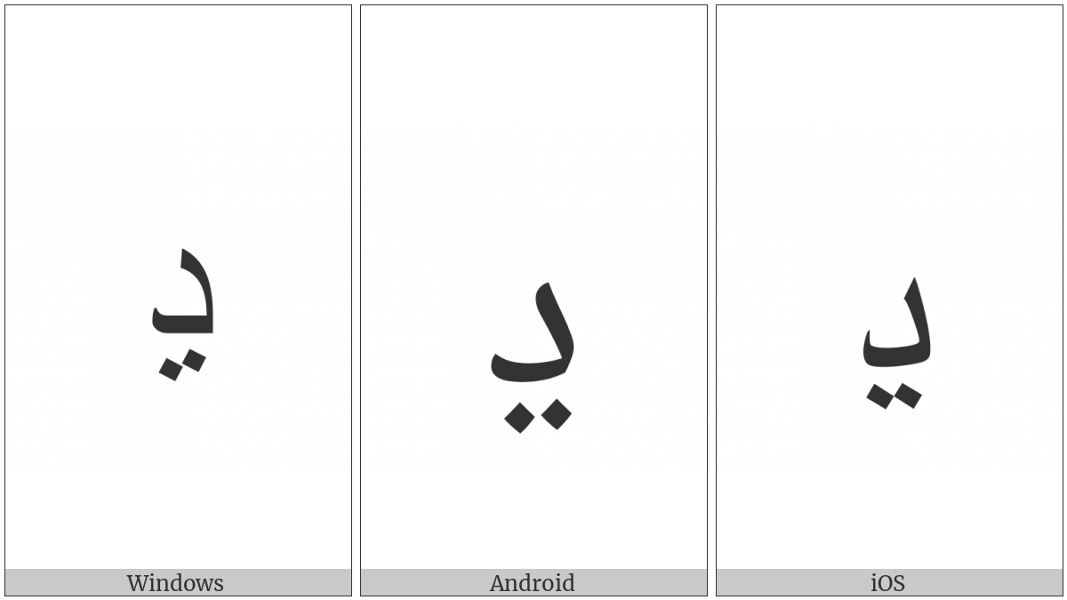 Arabic Letter Ddahal on various operating systems