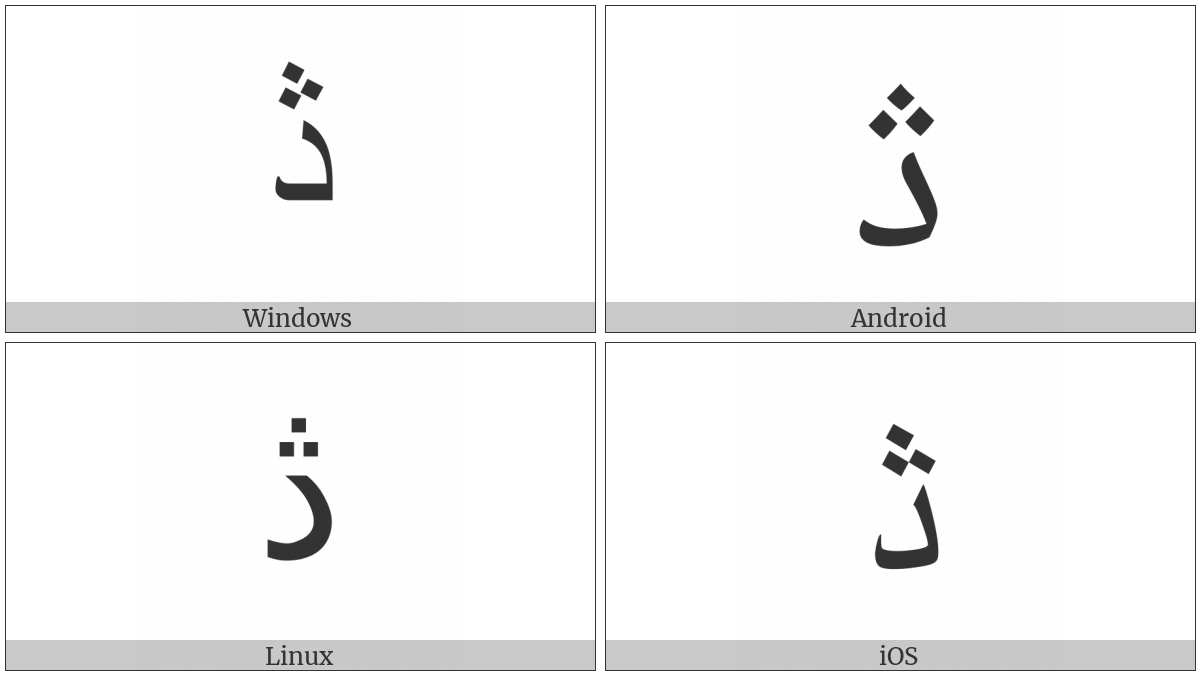 Arabic Letter Dul on various operating systems