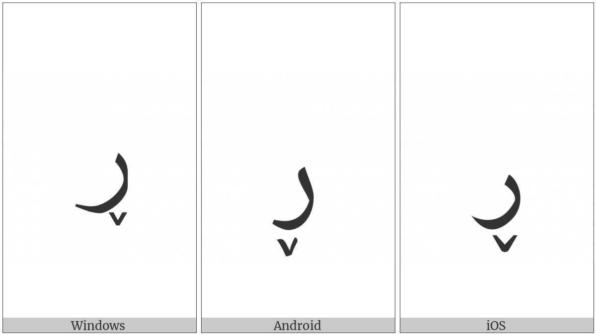 Arabic Letter Reh With Small V Below on various operating systems