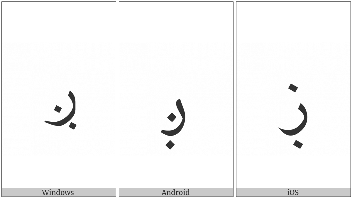 Arabic Letter Reh With Dot Below And Dot Above on various operating systems