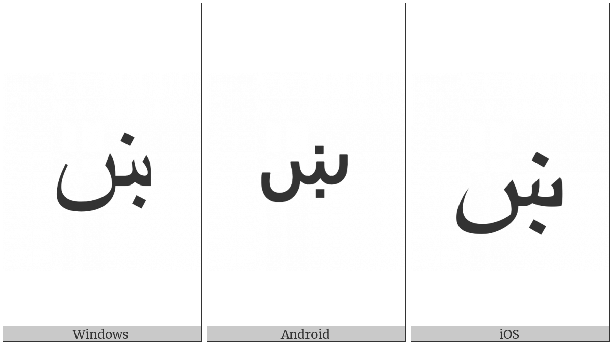 Arabic Letter Seen With Dot Below And Dot Above on various operating systems