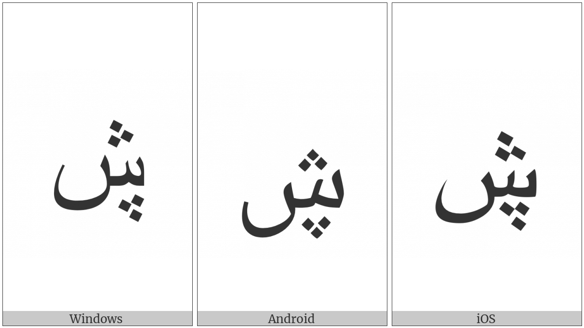 Arabic Letter Seen With Three Dots Below And Three Dots Above on various operating systems