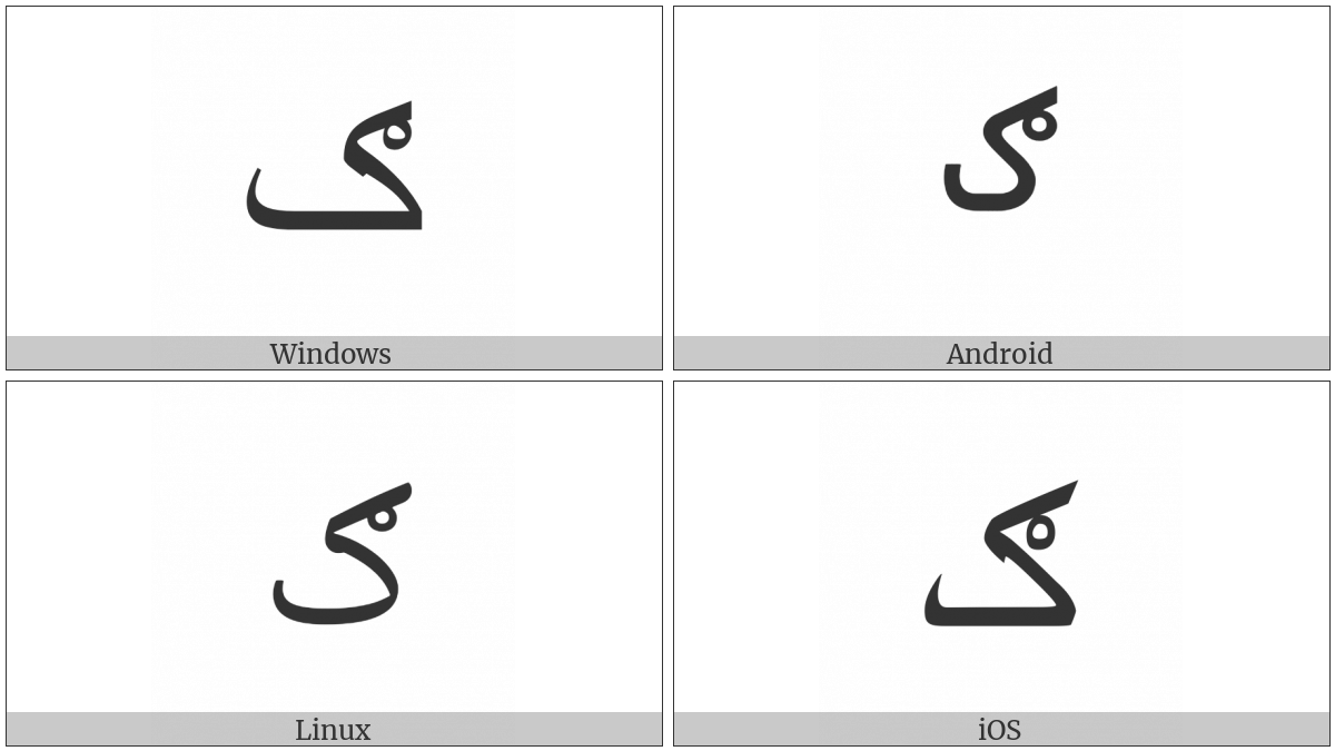 Arabic Letter Kaf With Ring on various operating systems