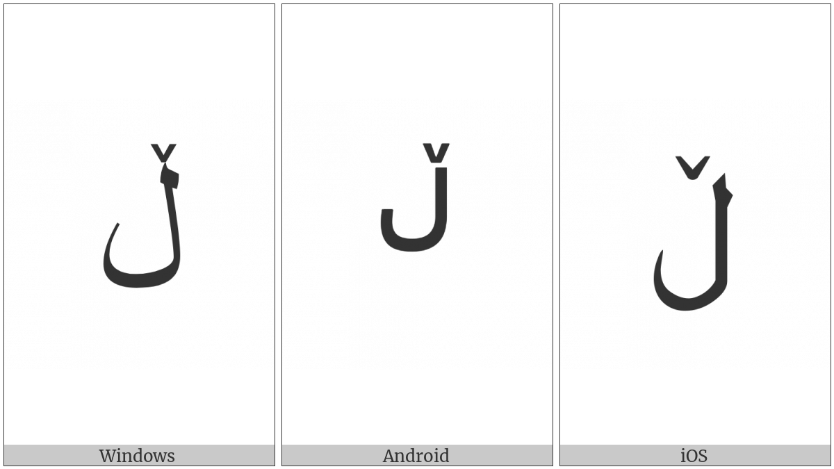 Arabic Letter Lam With Small V on various operating systems