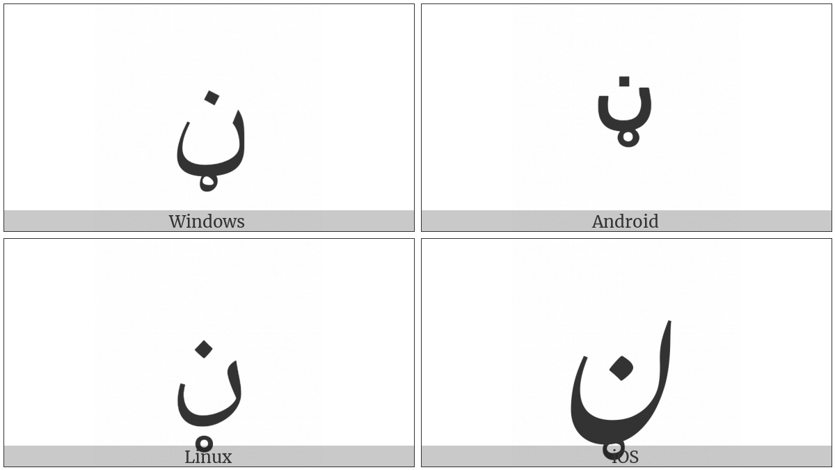 Arabic Letter Noon With Ring on various operating systems