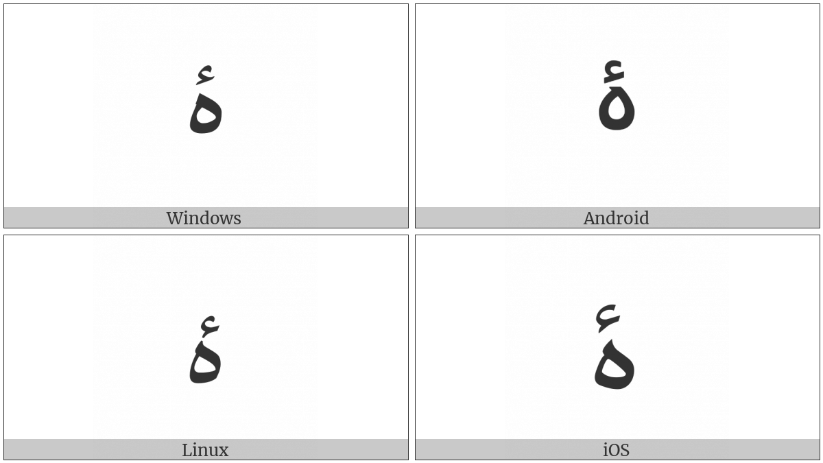 Arabic Letter Heh With Yeh Above on various operating systems