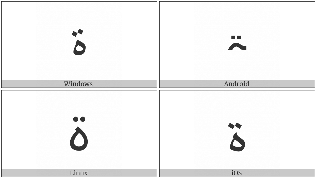 Arabic Letter Teh Marbuta Goal on various operating systems