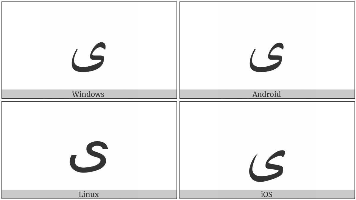 Arabic Letter Farsi Yeh on various operating systems