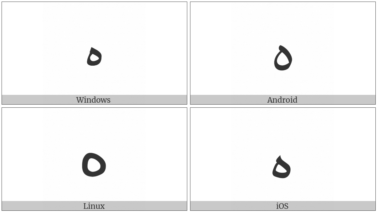 Arabic Letter Ae on various operating systems