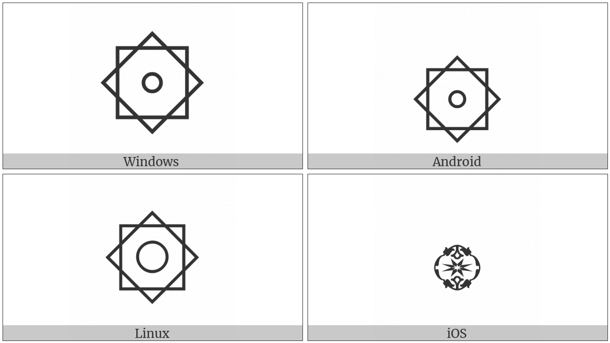 Arabic Start Of Rub El Hizb on various operating systems