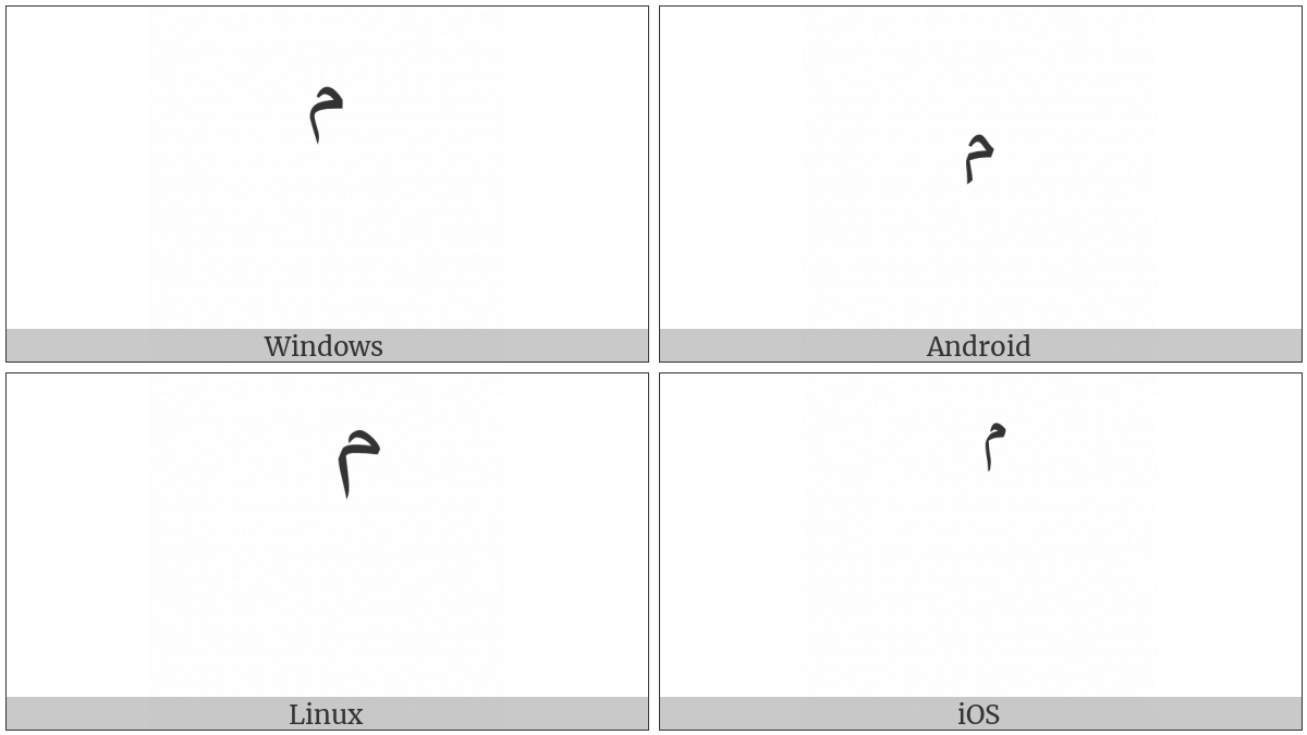 Arabic Small High Meem Isolated Form on various operating systems