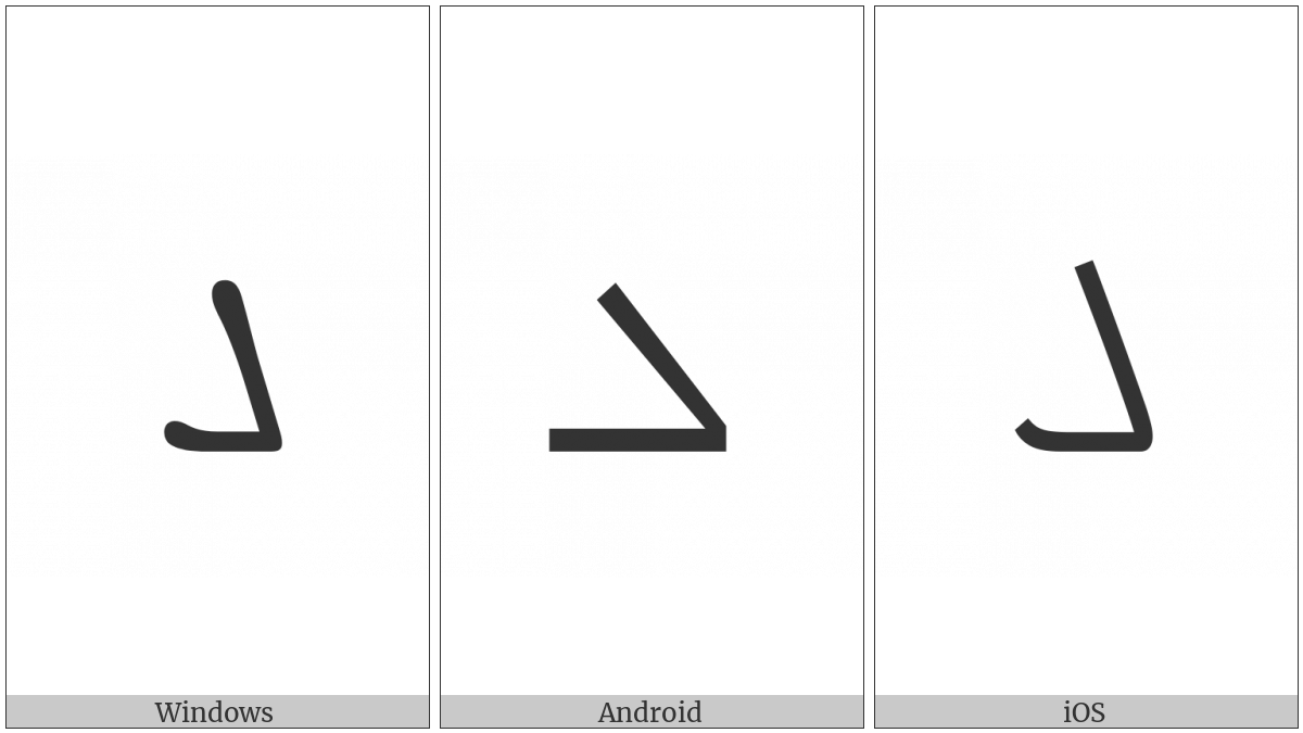 Syriac Letter Lamadh on various operating systems