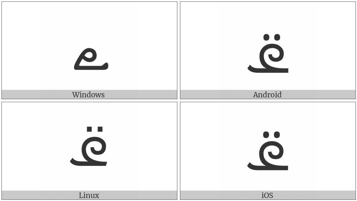 Syriac Letter Reversed Pe on various operating systems