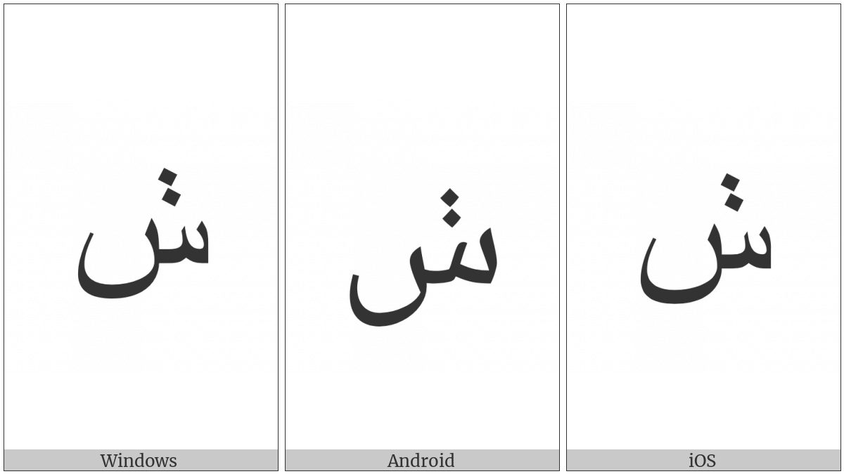 Arabic Letter Seen With Two Dots Vertically Above on various operating systems