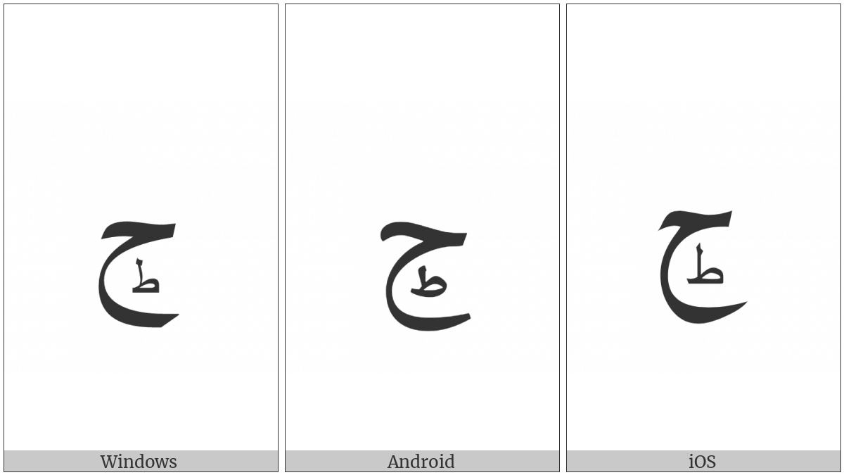 Arabic Letter Hah With Small Arabic Letter Tah Below on various operating systems