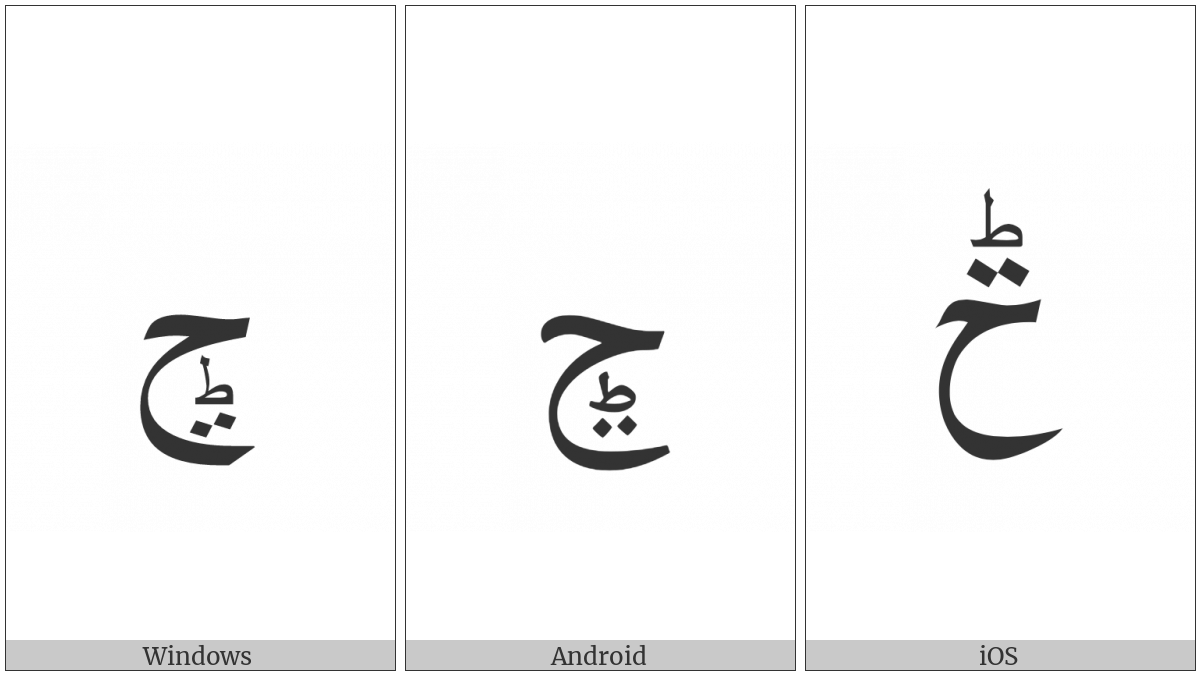 Arabic Letter Hah With Small Arabic Letter Tah And Two Dots on various operating systems