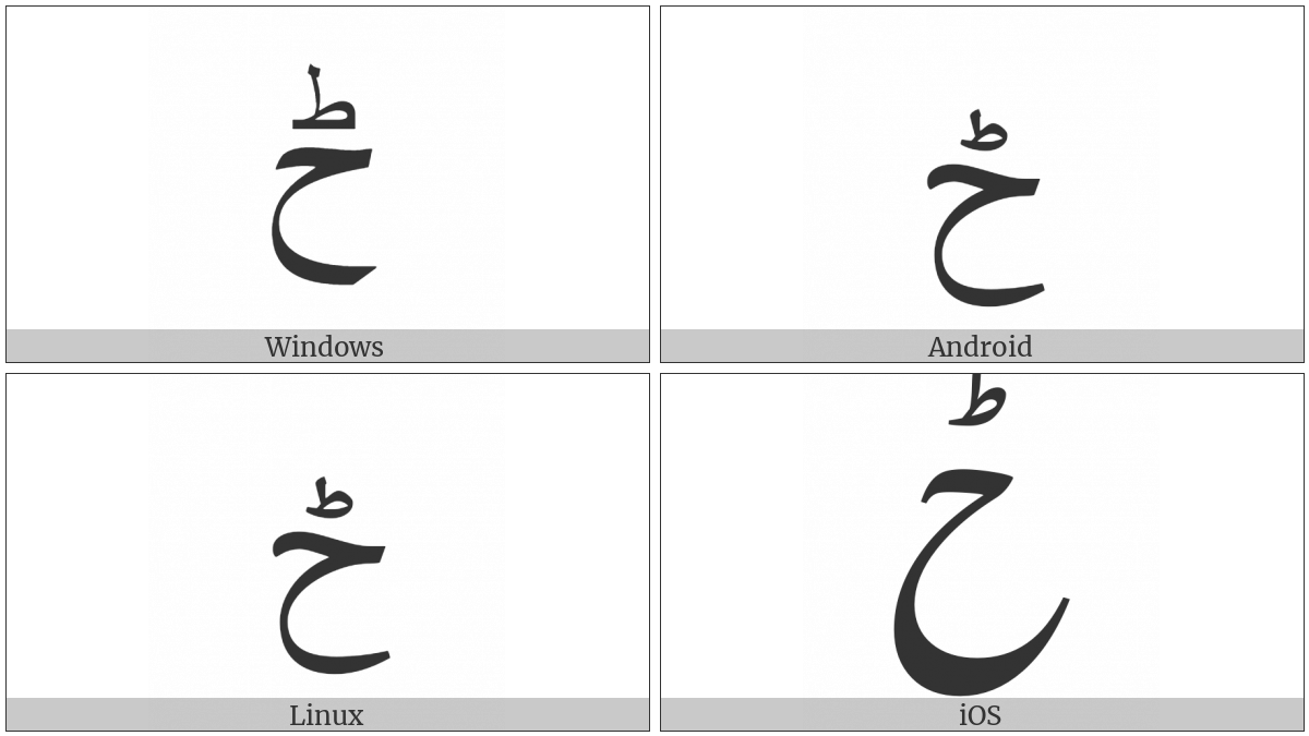 Arabic Letter Hah With Small Arabic Letter Tah Above on various operating systems