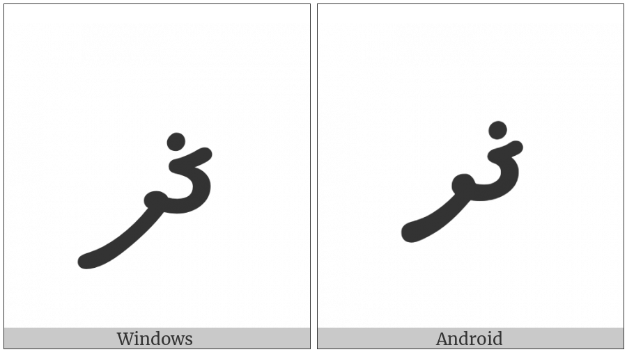 Thaana Letter Thaalu on various operating systems