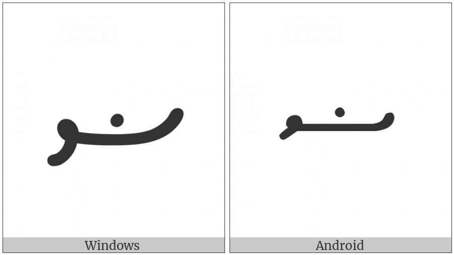 Thaana Letter Daadhu on various operating systems