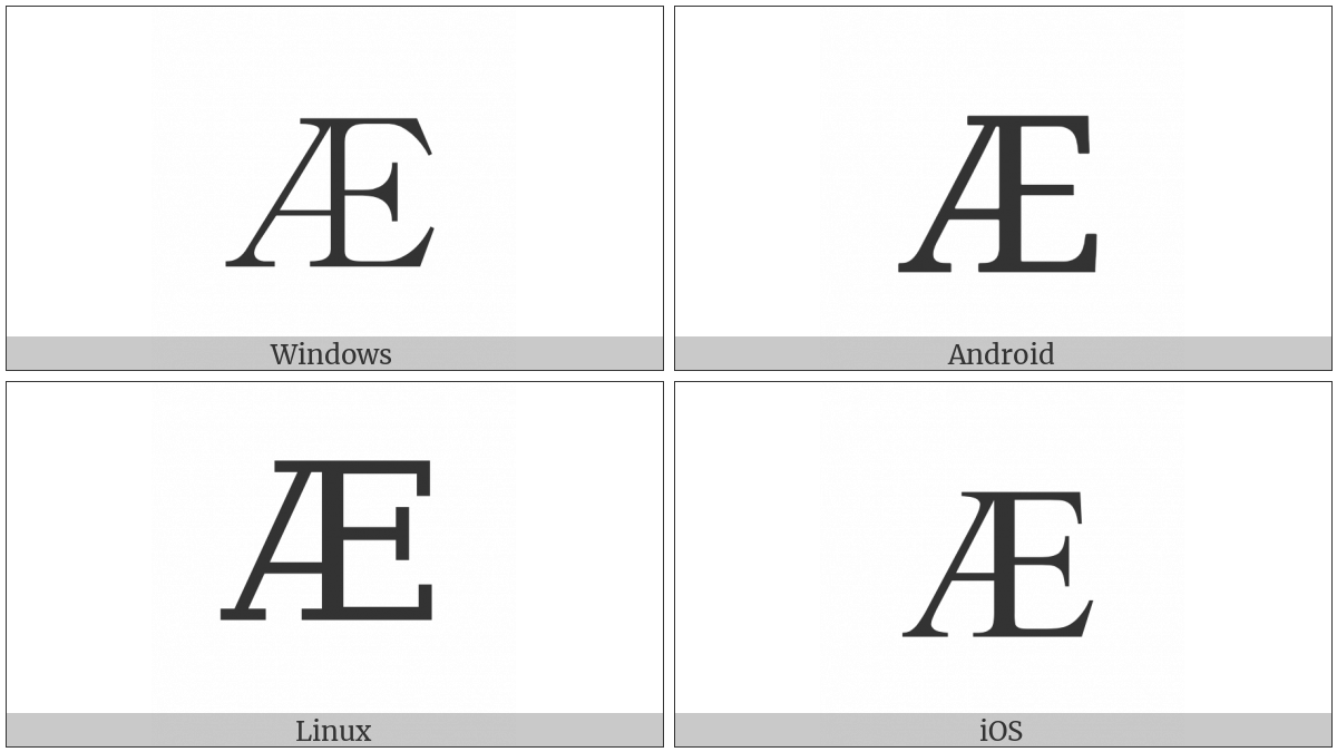 Latin Capital Letter Ae on various operating systems