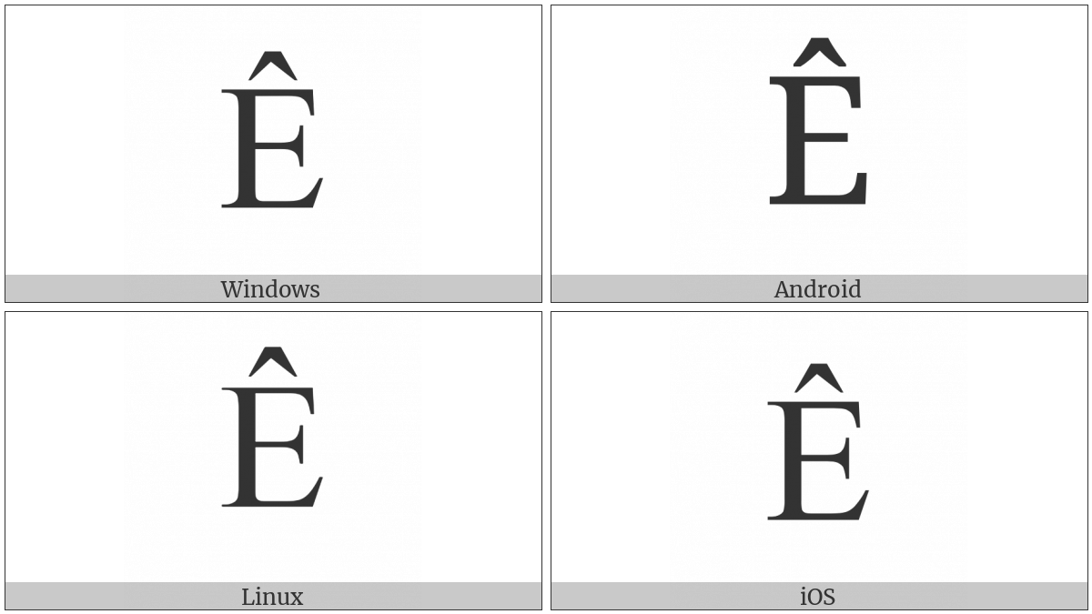 Latin Capital Letter E With Circumflex on various operating systems