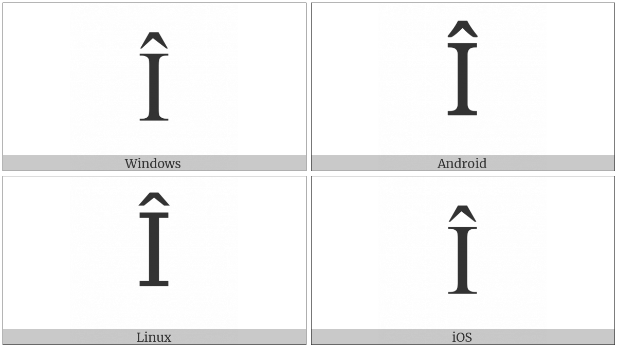 Latin Capital Letter I With Circumflex on various operating systems