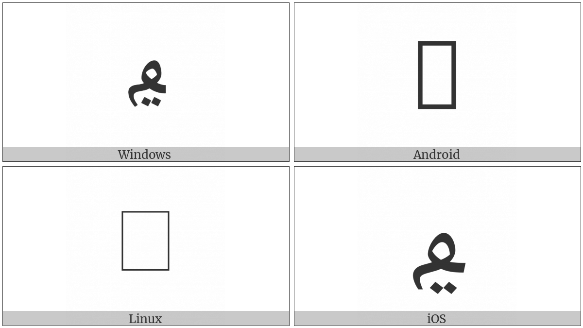 Arabic Letter Rohingya Yeh on various operating systems