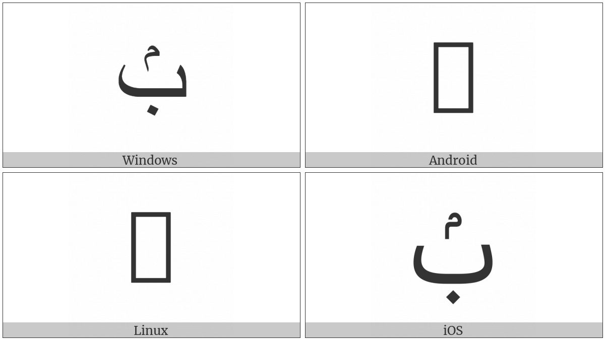 Arabic Letter Beh With Small Meem Above on various operating systems