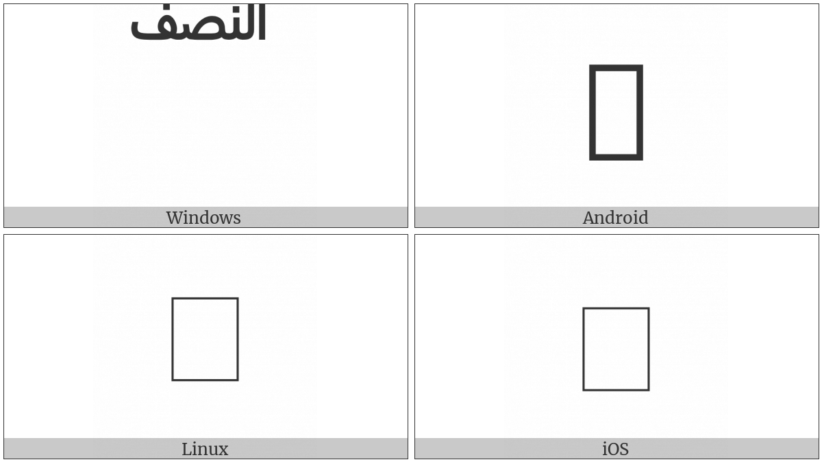 Arabic Small High Word An-Nisf on various operating systems