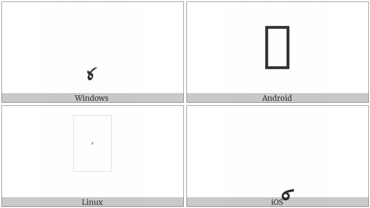 Arabic Turned Damma Below on various operating systems