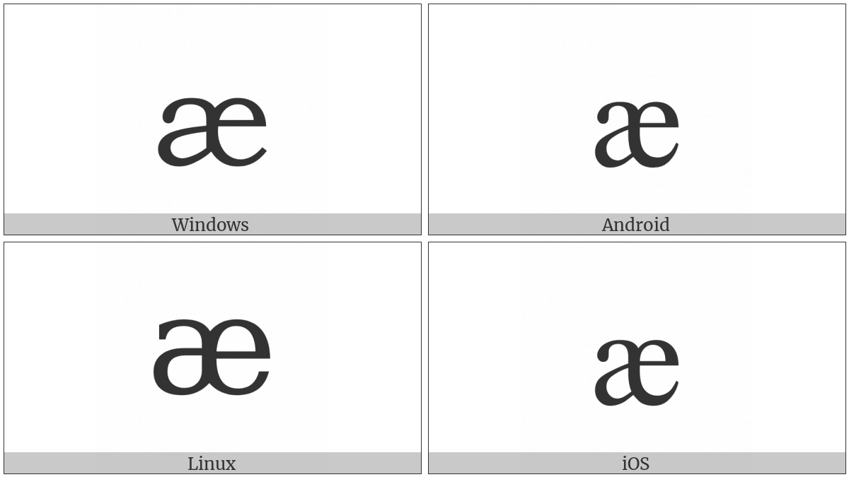 Latin Small Letter Ae on various operating systems