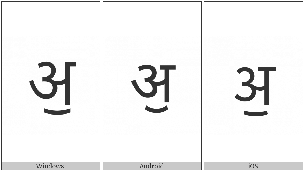 Devanagari Letter Ue on various operating systems