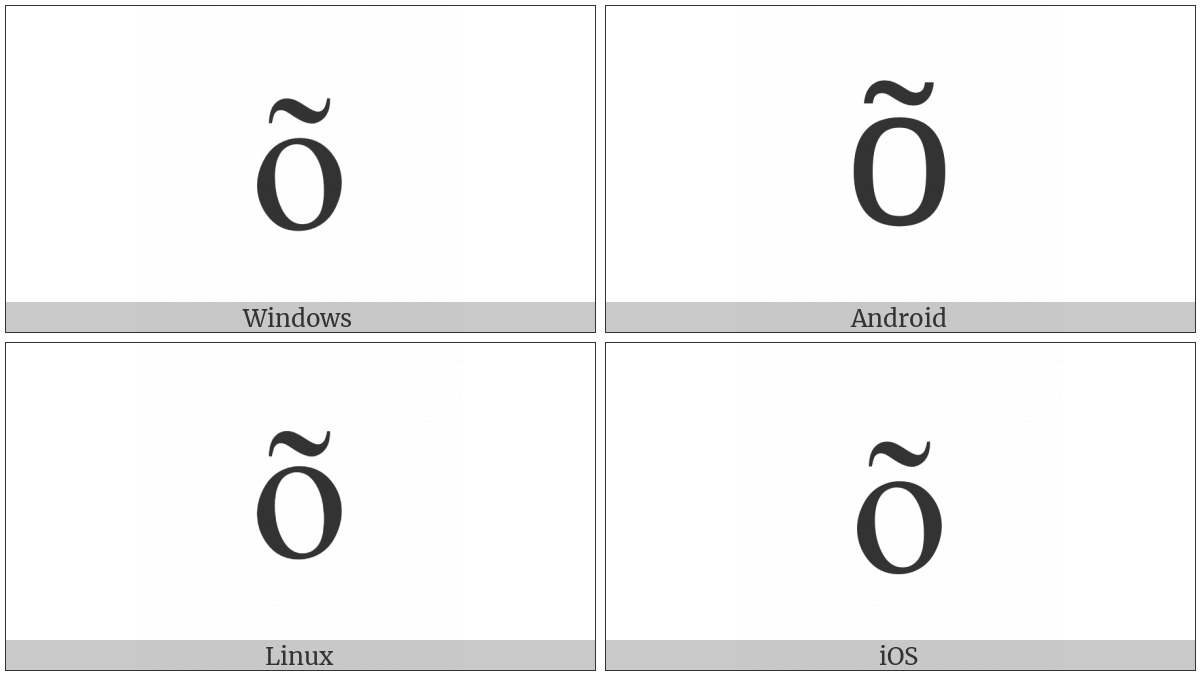 Latin Small Letter O With Tilde on various operating systems