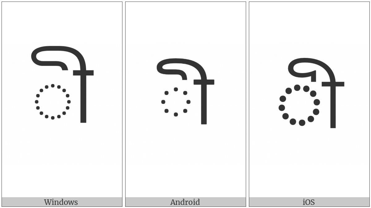 Bengali Vowel Sign Ii on various operating systems