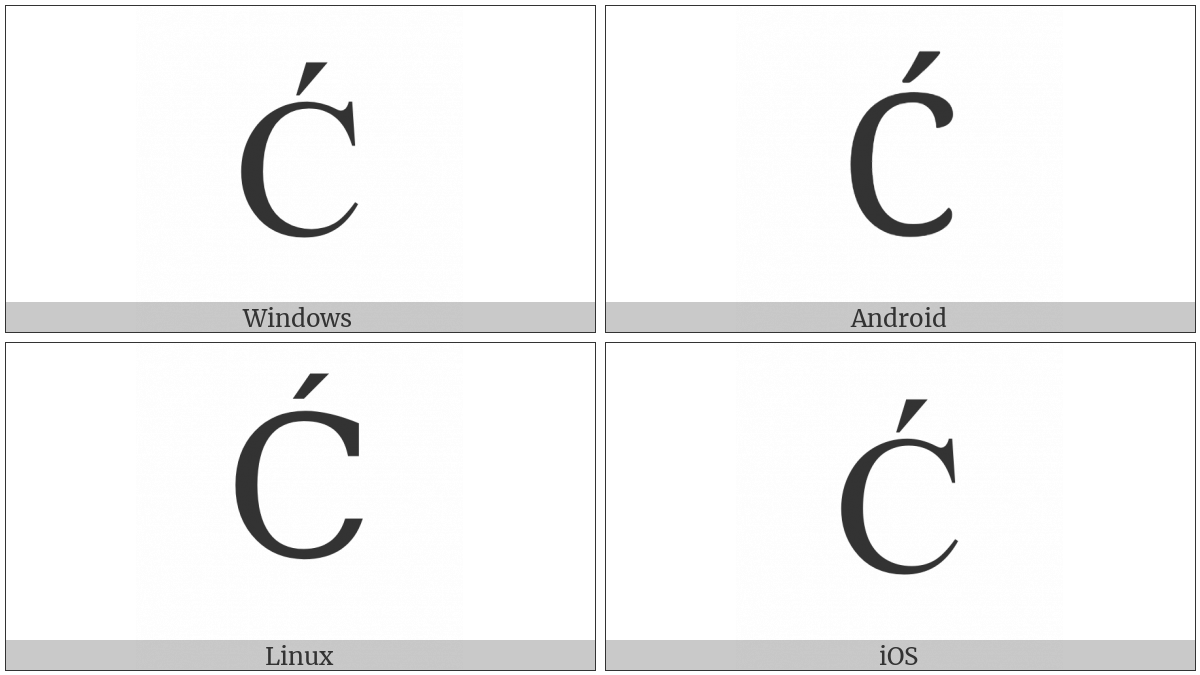 Latin Capital Letter C With Acute on various operating systems