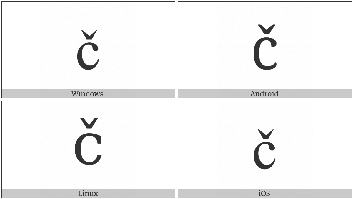 Latin Small Letter C With Caron on various operating systems