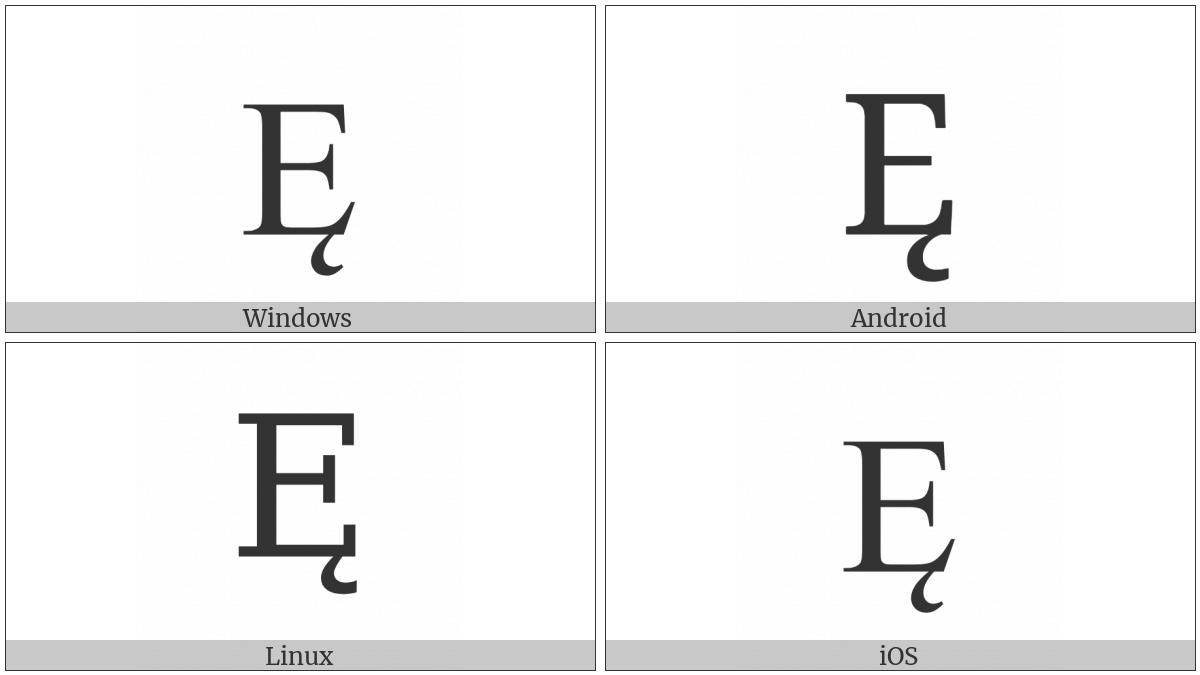 Latin Capital Letter E With Ogonek on various operating systems