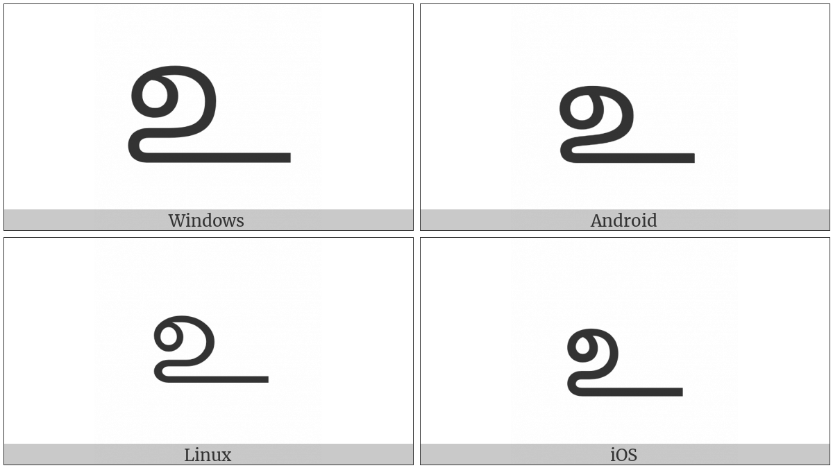 Tamil Letter U on various operating systems