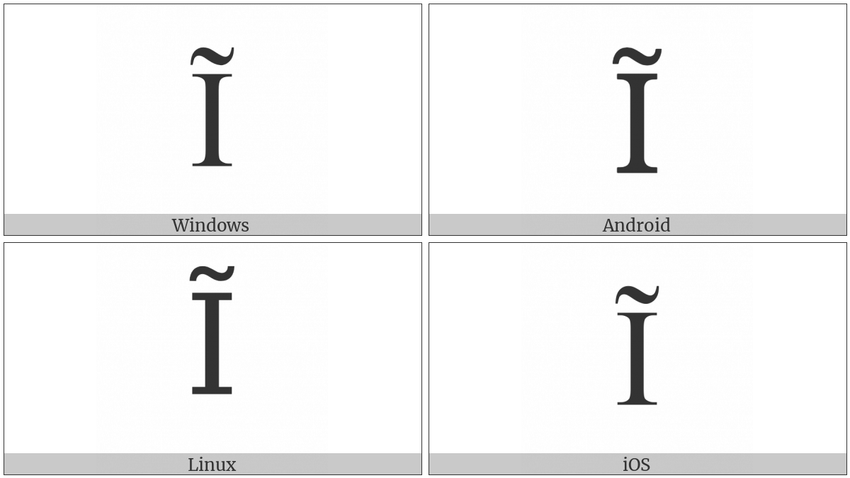 Latin Capital Letter I With Tilde on various operating systems