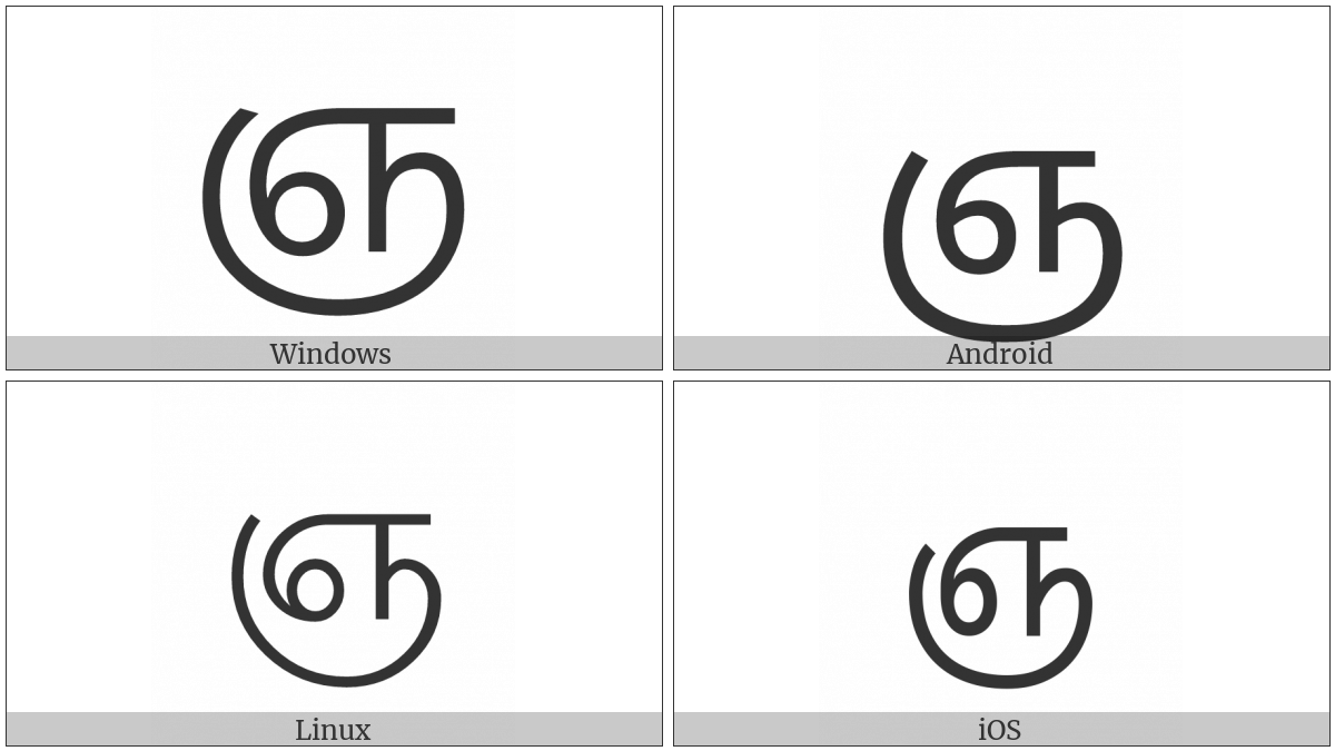 Tamil Letter Nya on various operating systems