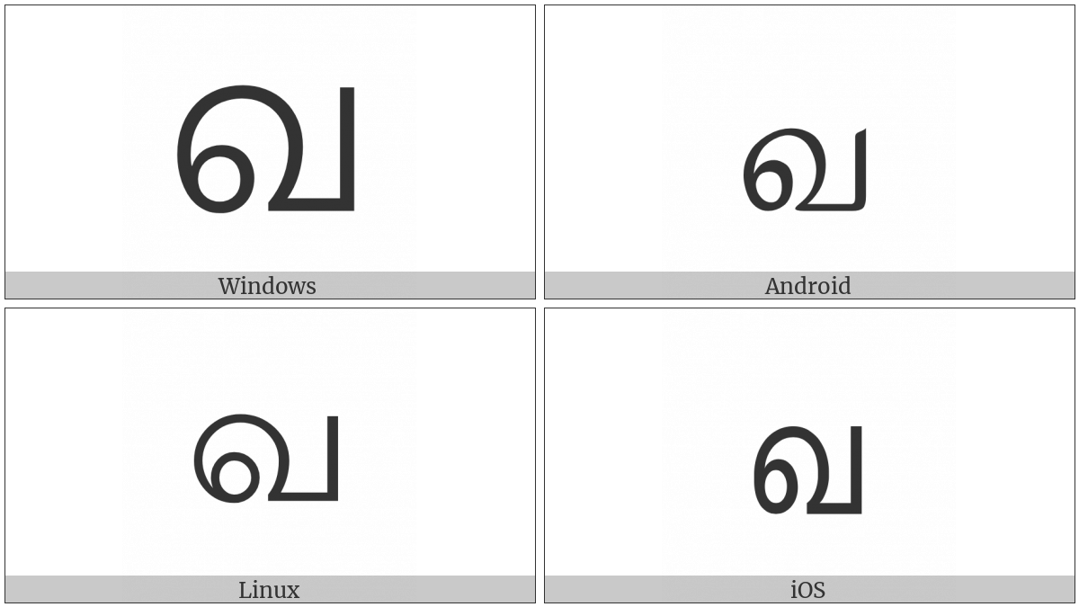 Tamil Letter Va on various operating systems