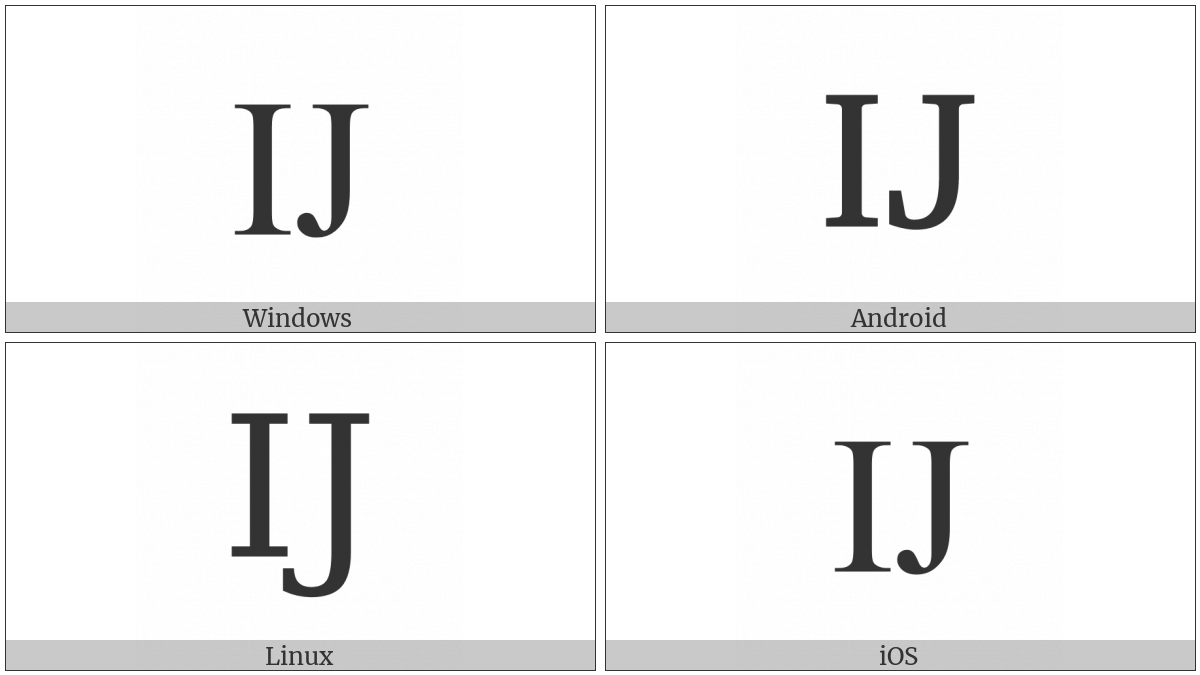 Latin Capital Ligature Ij on various operating systems