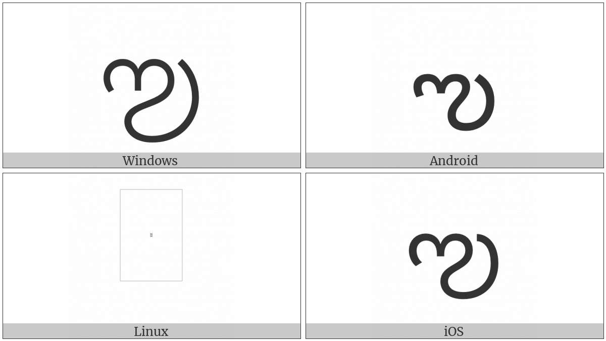 Telugu Letter Vocalic L on various operating systems