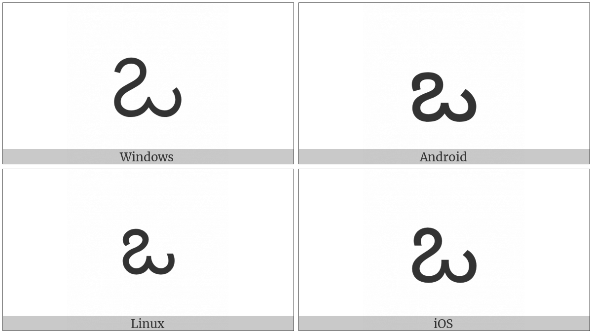 Telugu Letter O on various operating systems