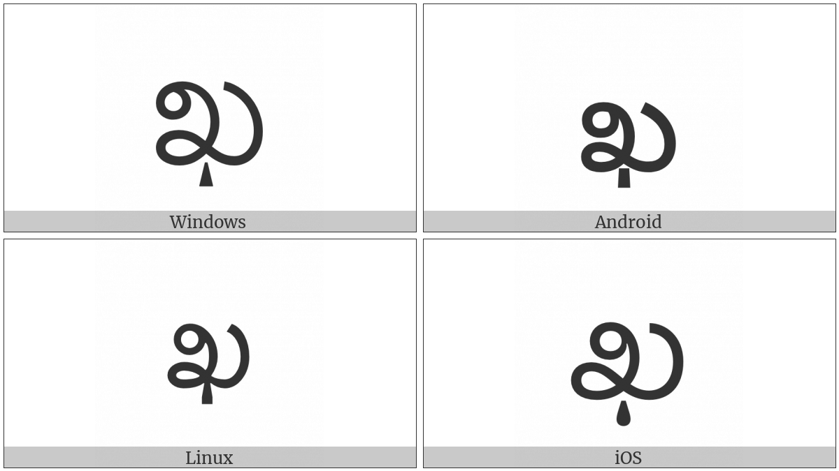 Telugu Letter Kha on various operating systems