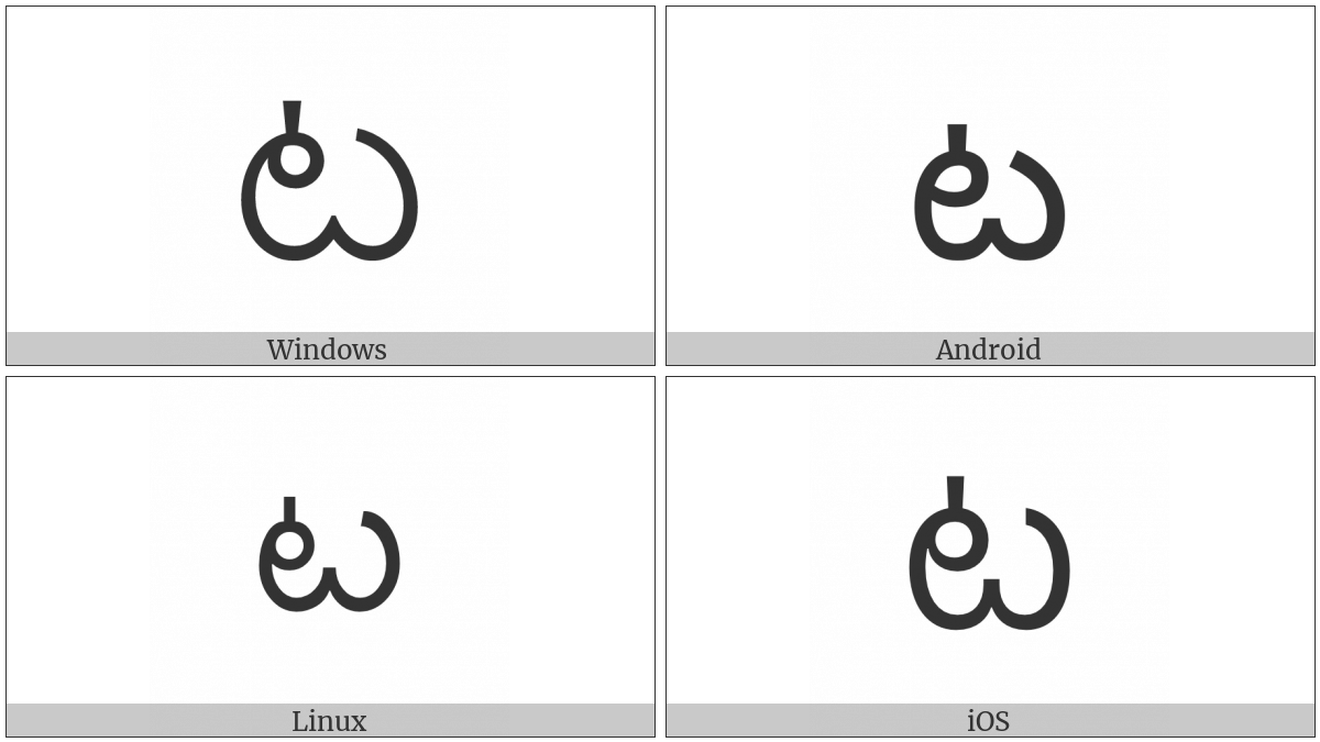 Telugu Letter Tta on various operating systems