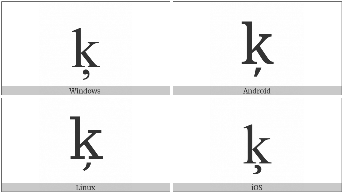 Latin Small Letter K With Cedilla on various operating systems