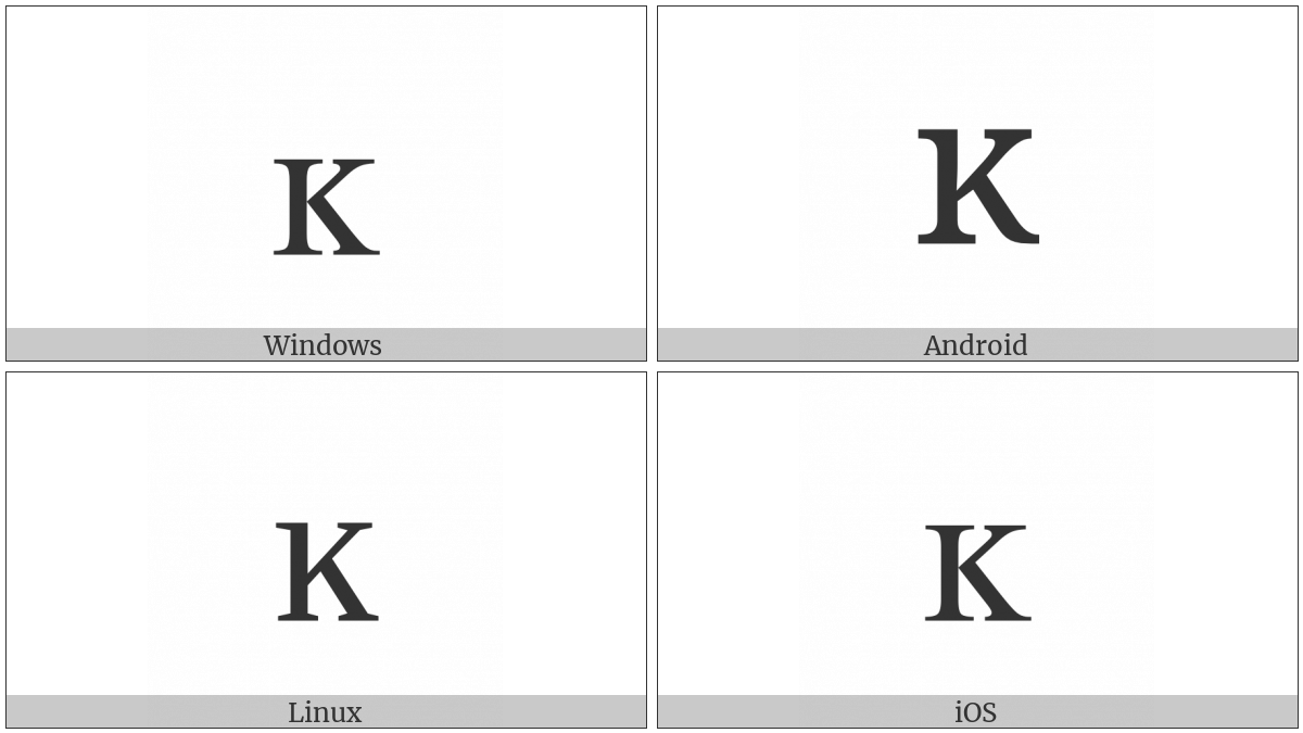 Latin Small Letter Kra on various operating systems